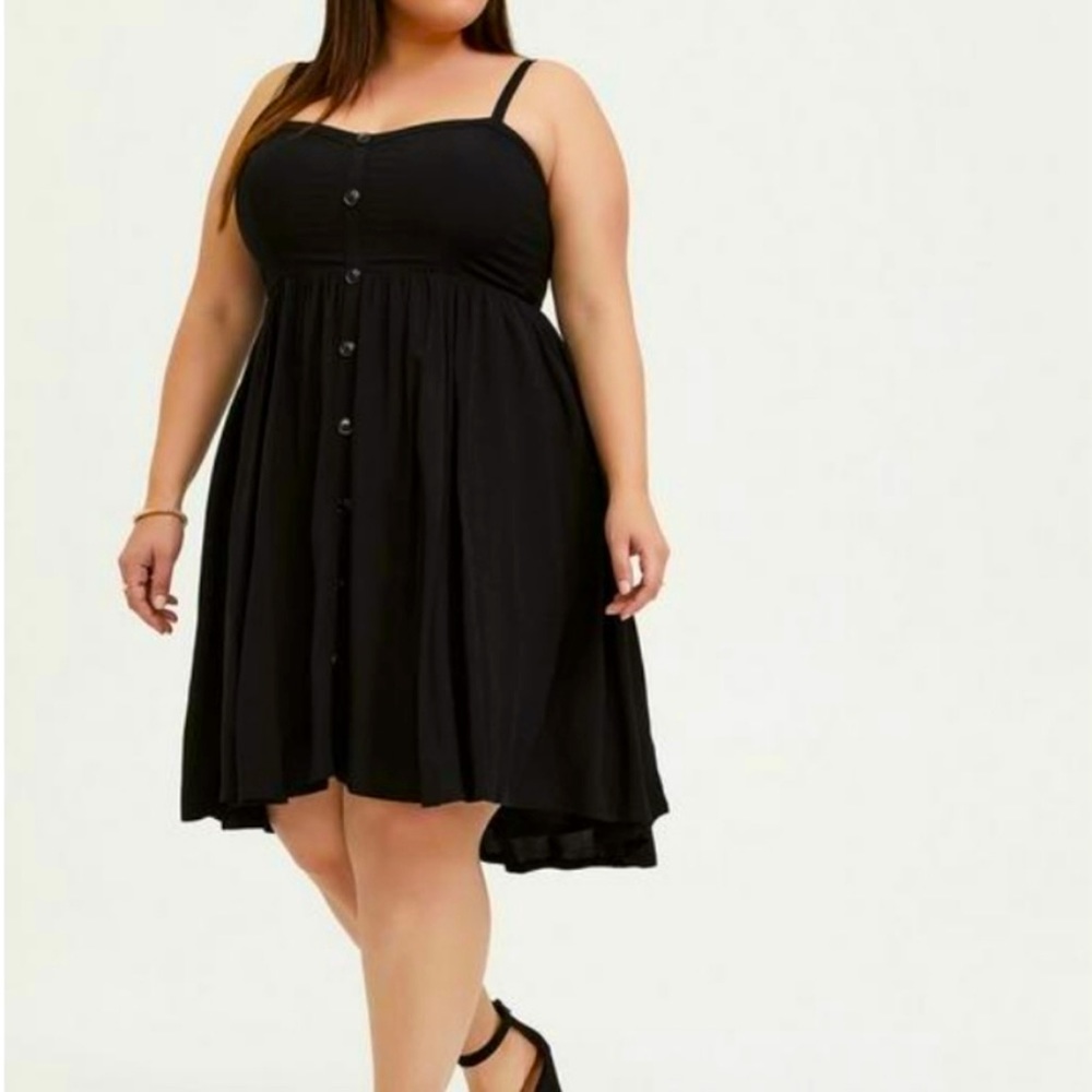 Torrid Black Challis Button Hi-Lo Dress Size 4